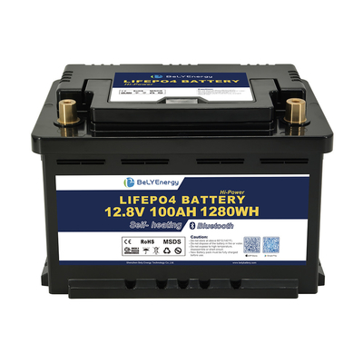 بطارية Smart BMS 12V LiFePo4 بسعة 100AH للتطبيقات المتنوعة والتركيب السهل تحت المقعد