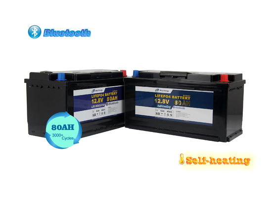 12V 80Ah BT4.0 تدفئة بطارية ليثيوم البحرية التخييم سيارة الحديد فوسفات الليثيوم